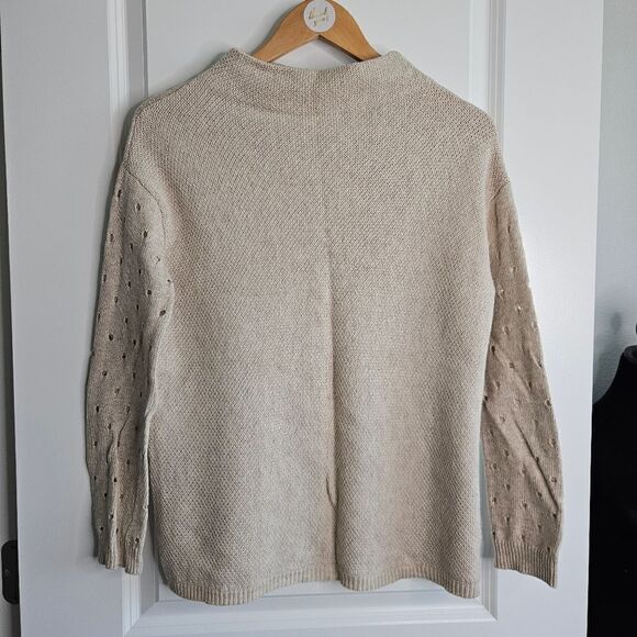Anthropologie Moth mock neck pullover cashmere blend sweater, women's XS, tan - Picture 2 of 6